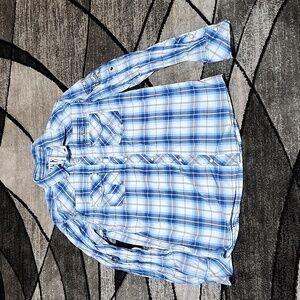 VINTAGE BKE 67 EMBROIDERED ATHLETIC FIT PLAID PEARL SNAP-BUTTON LONG-SLE…